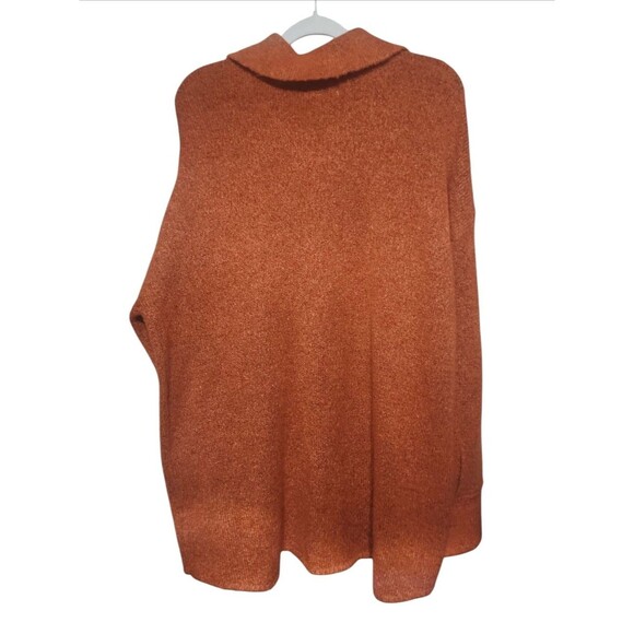 Women Sz M Button Up Cardigan Sweater Warm Grandmacore Church Burnt Orange Rust - Picture 2 of 4